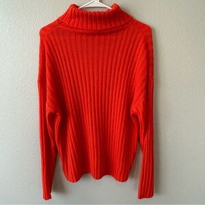 SHEIN Vibrant Orange Ribbed Turtleneck Sweater